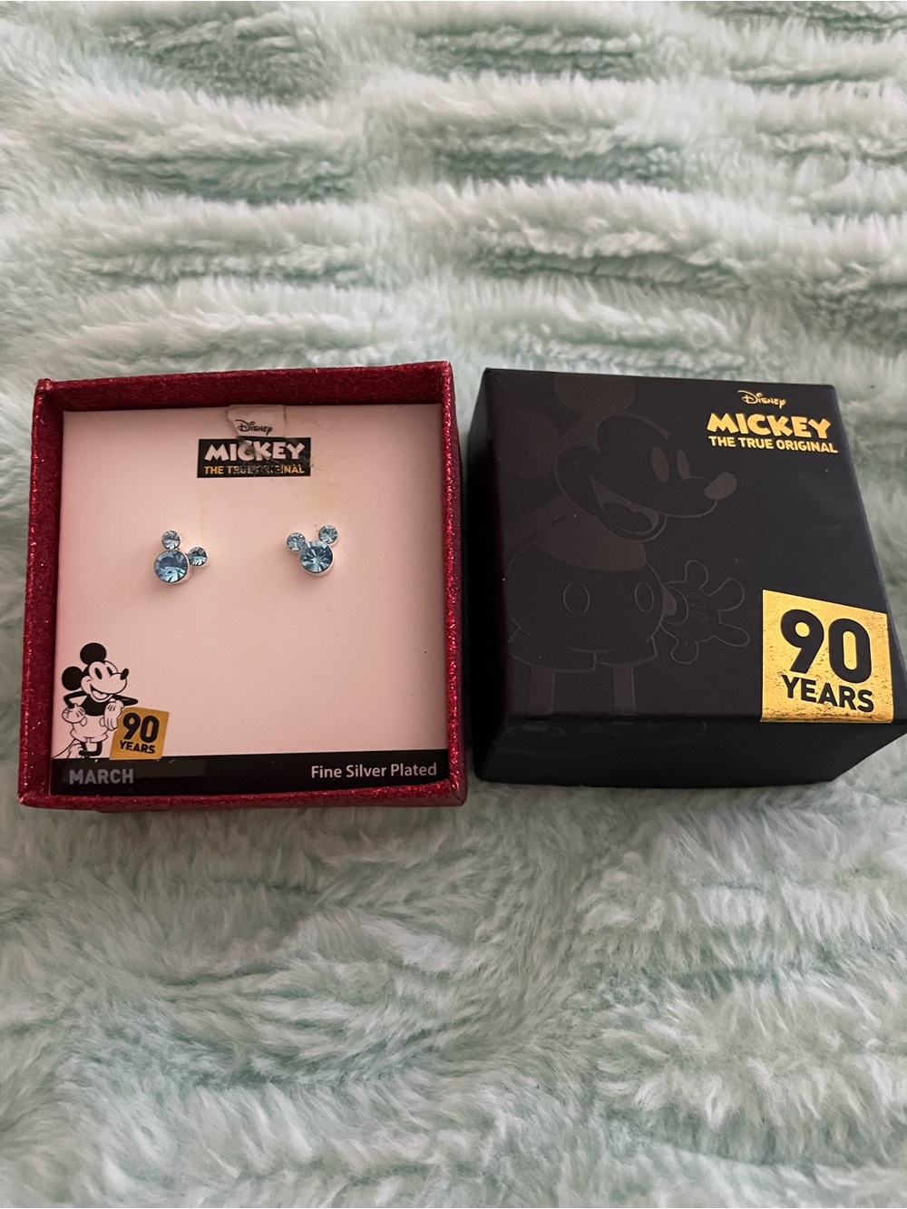 Disney Light Blue Crystal Mickey Stud Earrings - Accessories